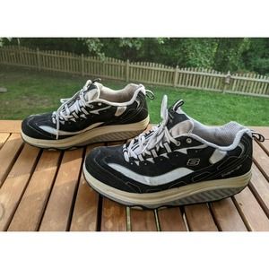 Skechers Shape-ups Black White Toning Walking Sneakers Shoes W11 M9.5